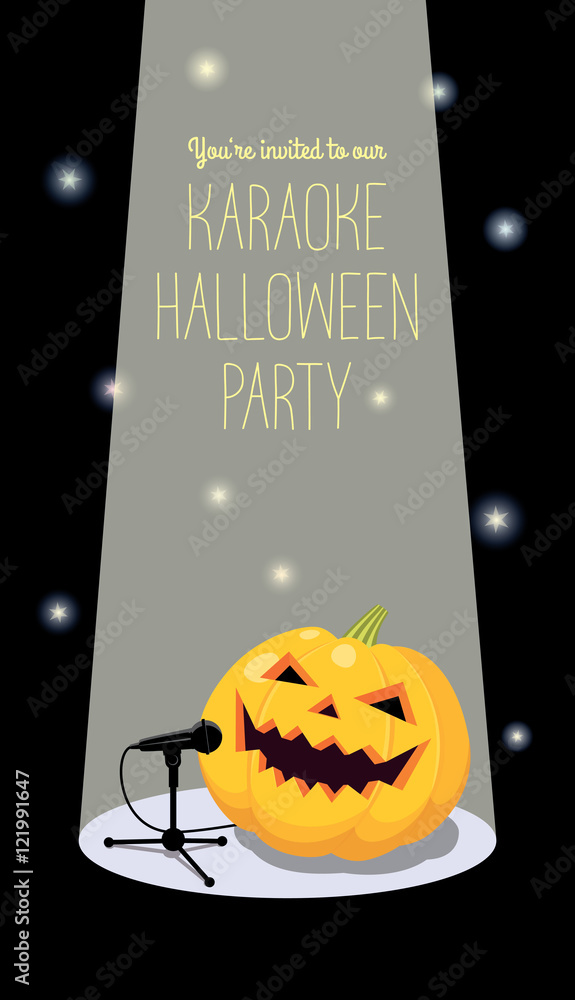 Invitation To Karaoke Halloween Party Vector Illustration Of A Cartoon Invitation To Karaoke Halloween Party Vector Illustration Of A Cartoon