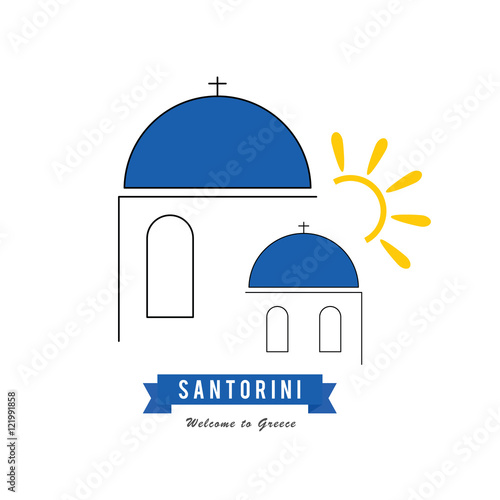 santorini greek island icon travel illustration