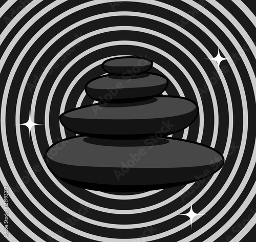 Black Spa Zen Stones Isolated on Retro Background