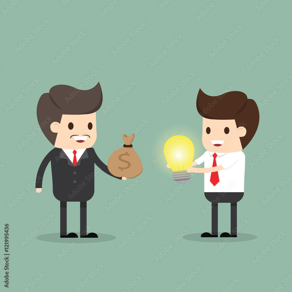 businessman change idea for money from bigboss,flat design businessman change idea for money from bigboss,flat design