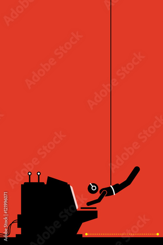 Hacker thief hacking into security system by hanging from room ceiling using rope avoiding laser detection sensor on the ground to steal important data from computer. This is an impossible mission.