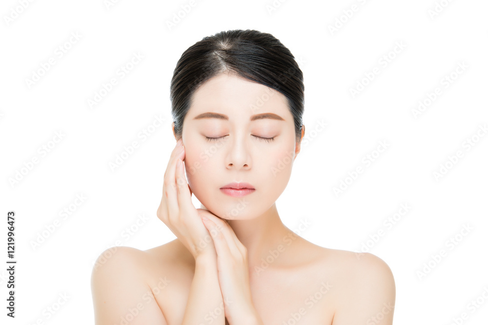 Beautiful face of young adult woman with clean fresh skin Beautiful face of young adult woman with clean fresh skin