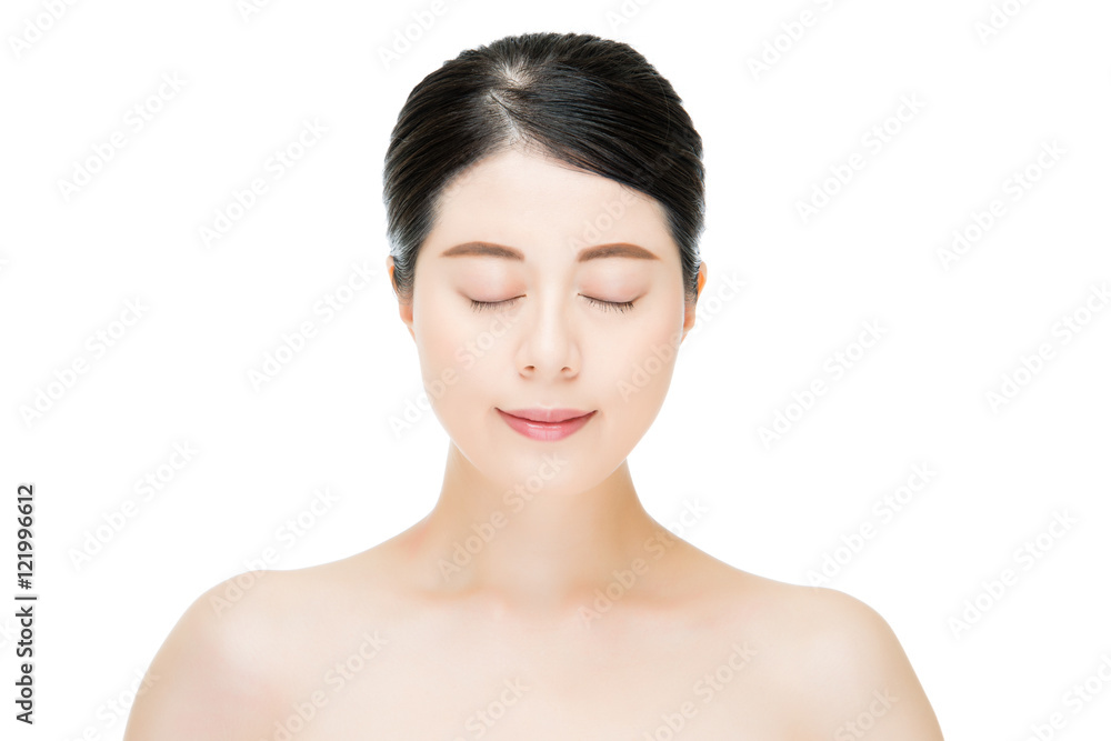 Beautiful asian woman close eyes with beauty makeup face Beautiful asian woman close eyes with beauty makeup face