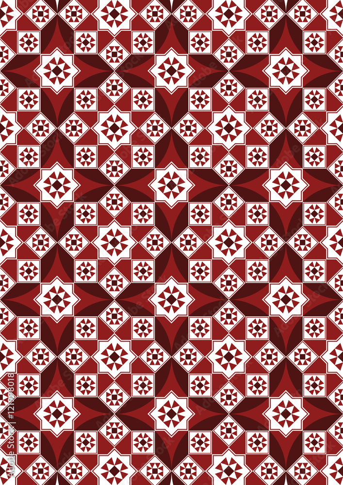 Fototapeta premium Burgundy Arabesque Mosaic Pattern Background