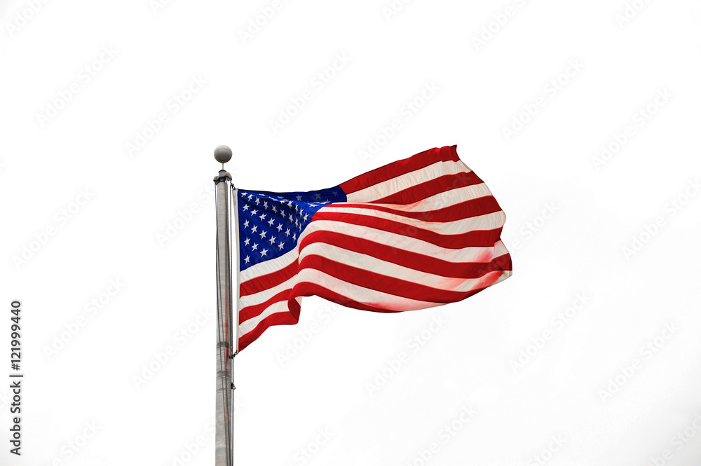 Obraz premium waving USA flag on white background