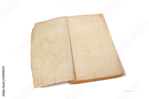 old long white paper book isolated on white