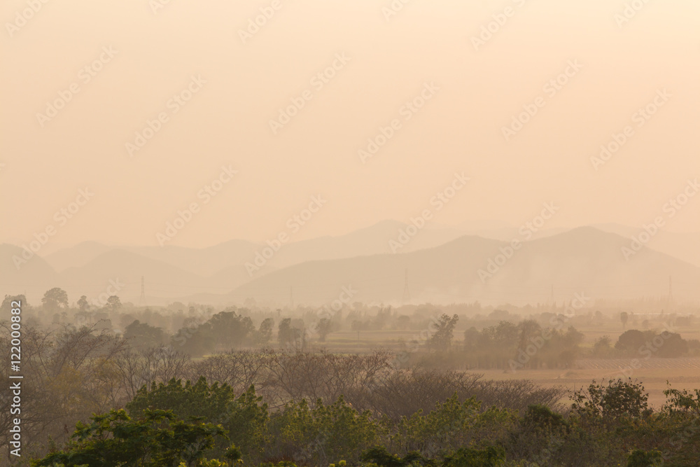 Countryside landscape in evening