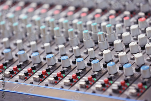 Mixer in a recording studio  close up