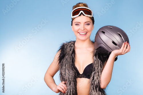 Beautiful girl with goggle and helmet. © Voyagerix