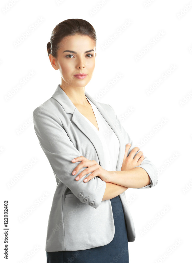 Beautiful businesswoman on white background Beautiful businesswoman on white background
