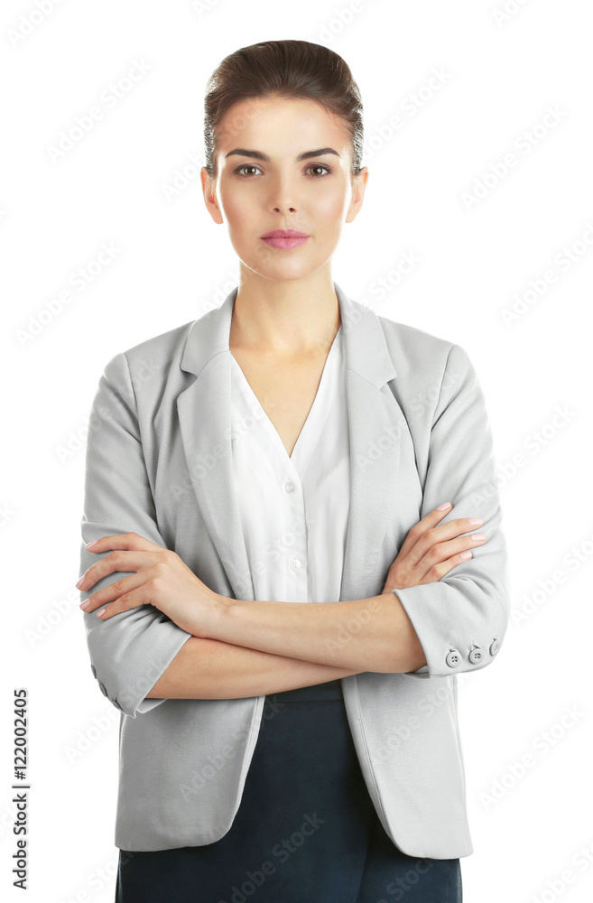 Beautiful businesswoman on white background Beautiful businesswoman on white background