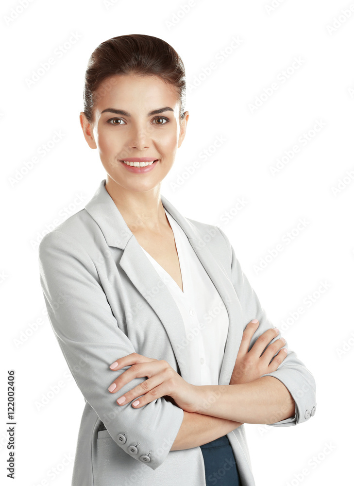 Beautiful businesswoman on white background Beautiful businesswoman on white background