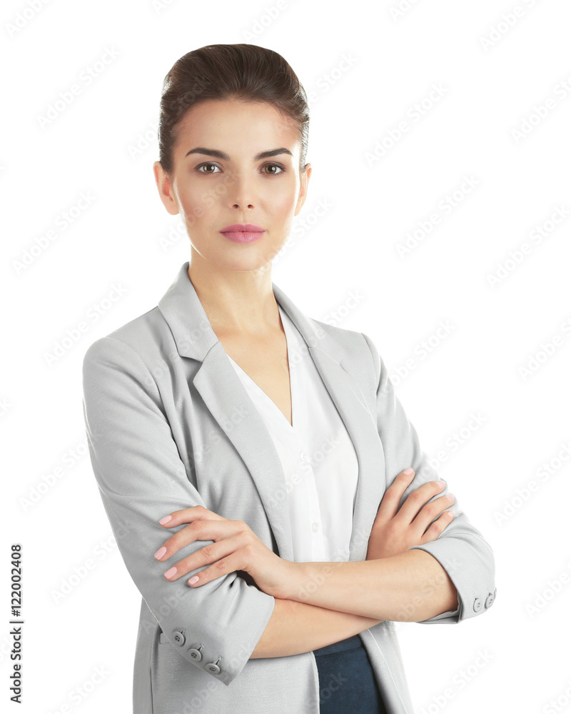Beautiful businesswoman on white background Beautiful businesswoman on white background