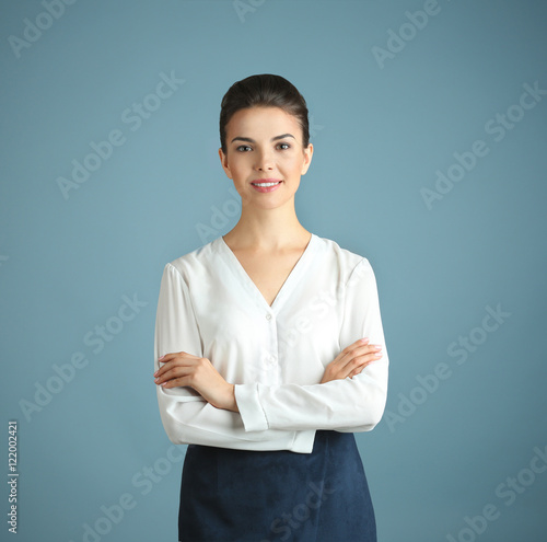 Beautiful businesswoman on ...