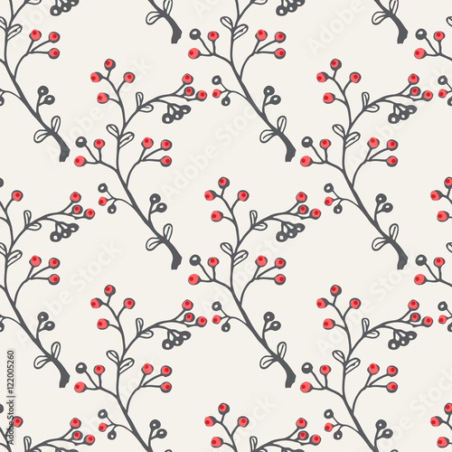 Seamless pattern with successive branches and flowers