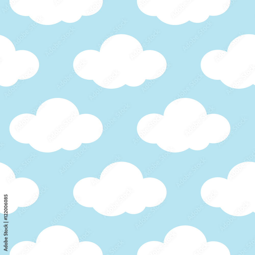 Light blue sky with white clouds seamless background