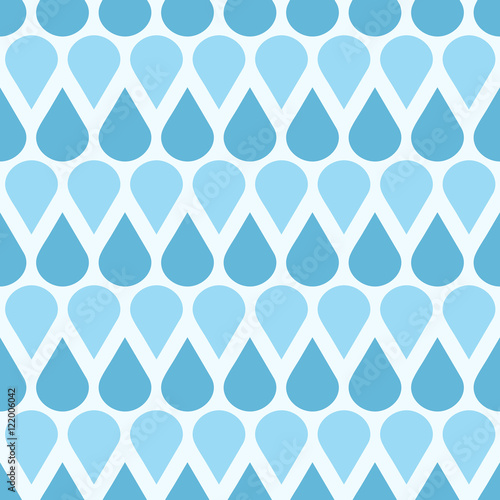 Blue vector falling water drops seamless pattern