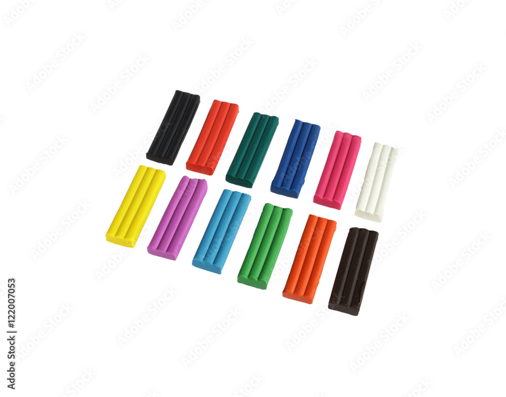 Obraz premium set of colored plasticine isolate on white background without shadows. easy to cut for your project