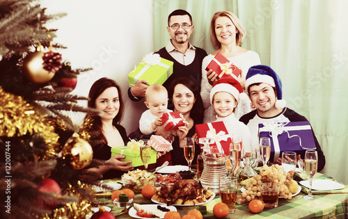 Big family with Xmas gifts