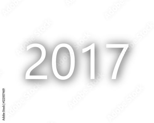Jahreszahl 2017 mit Schatten auf weiss