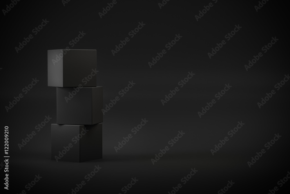 black box stack on black background 3d rendering black box stack on black background 3d rendering
