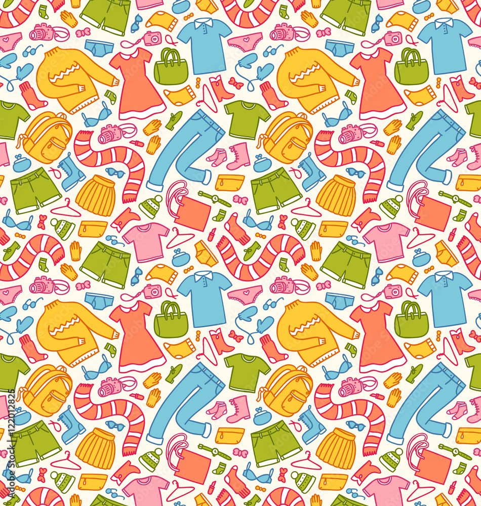 Clothes seamless pattern in color Clothes seamless pattern in color