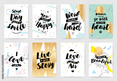 Typography cards set.
