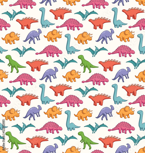 Cute dinosaurs seamless vector pattern © Stolenpencil