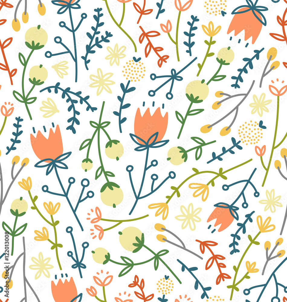 Field flowers seamless pattern