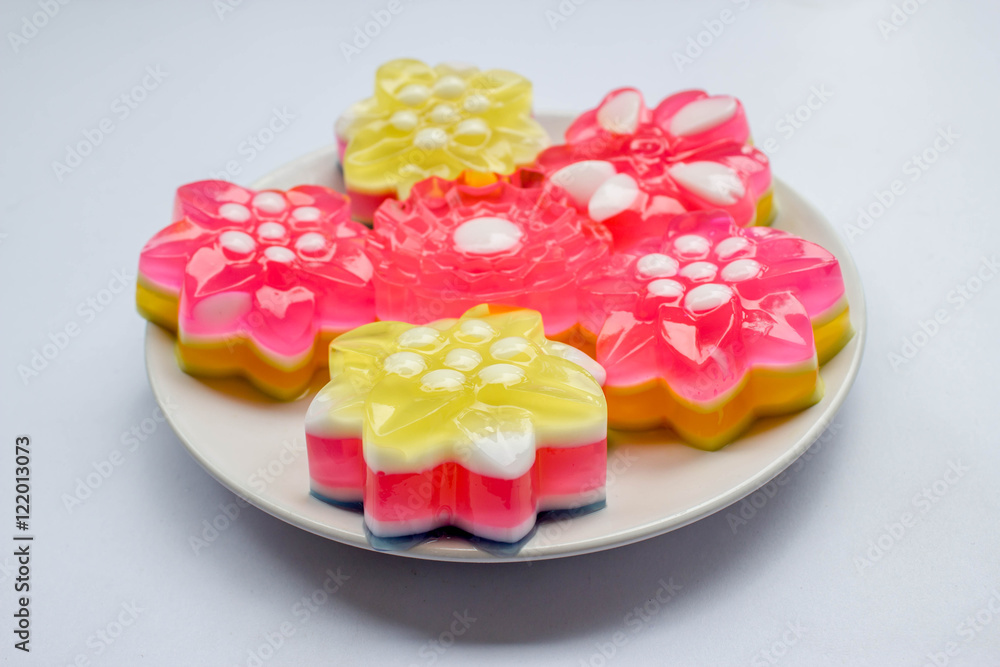rainbow jelly in flower shape rainbow jelly in flower shape