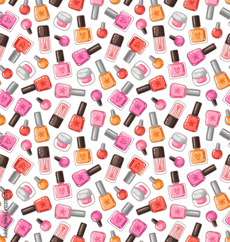 Nail polish vector seamless pattern