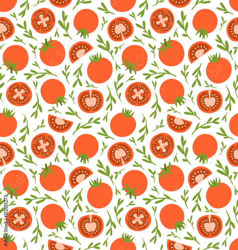 Red tomatoes seamless pattern