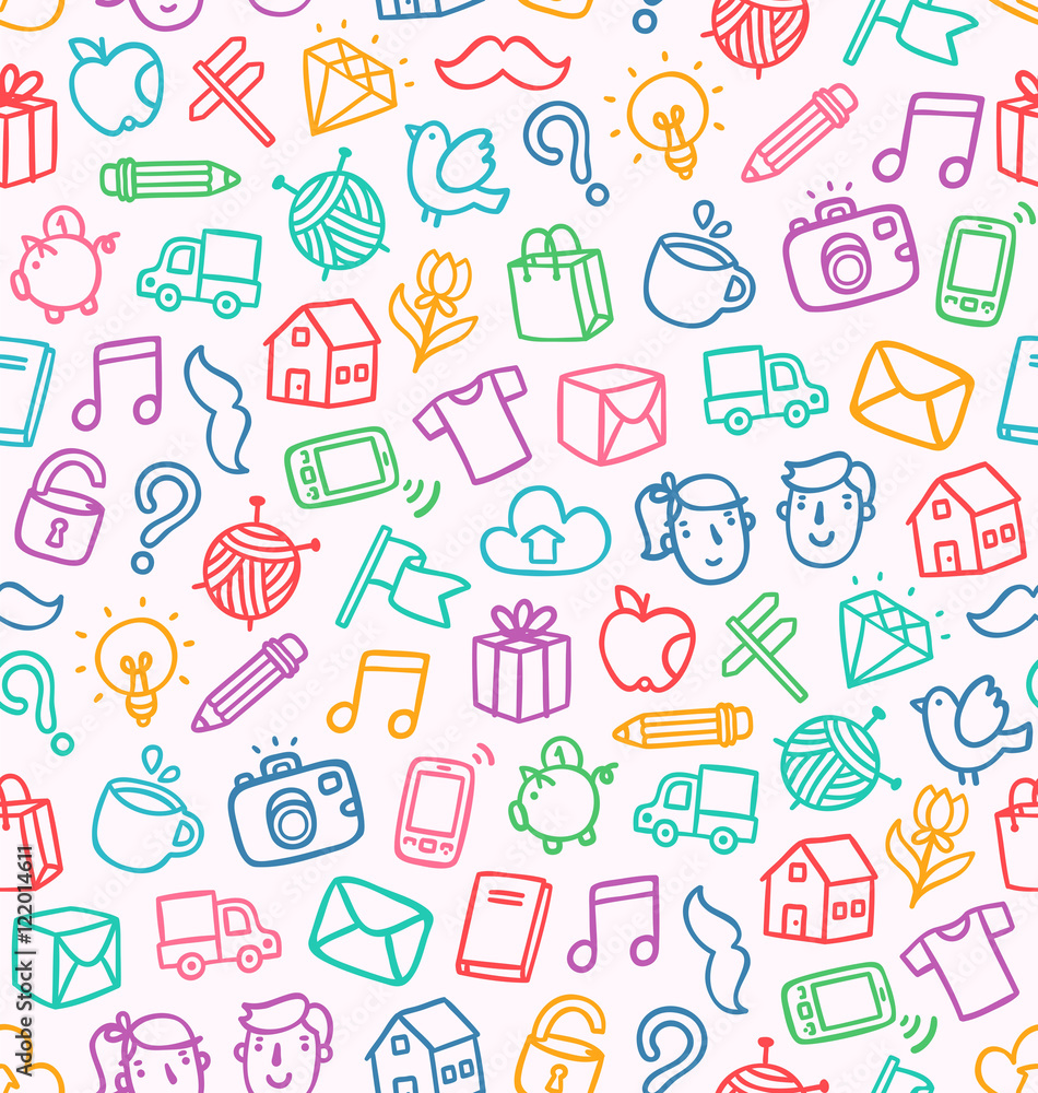 Miscellaneous doodle seamless pattern Miscellaneous doodle seamless pattern