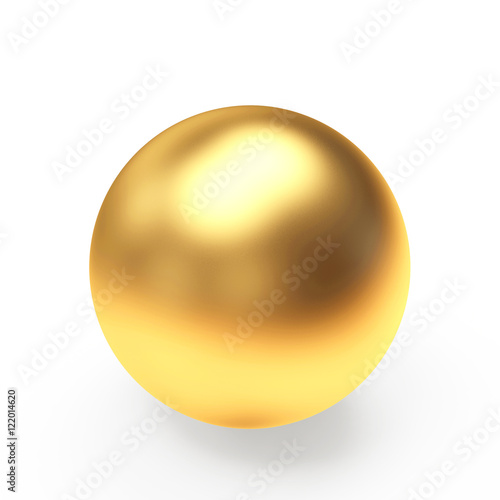 Golden sphere or ball isolated on a white background. 3D illustration