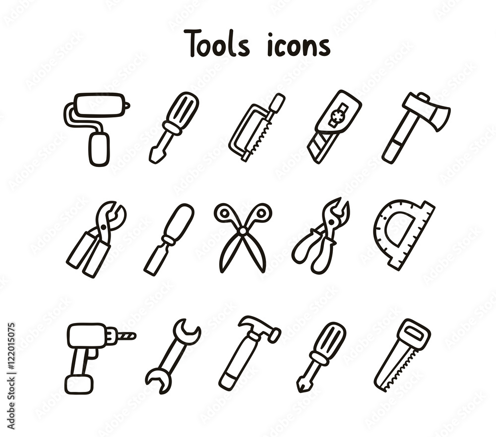 Tools icons set of 15 items Tools icons set of 15 items