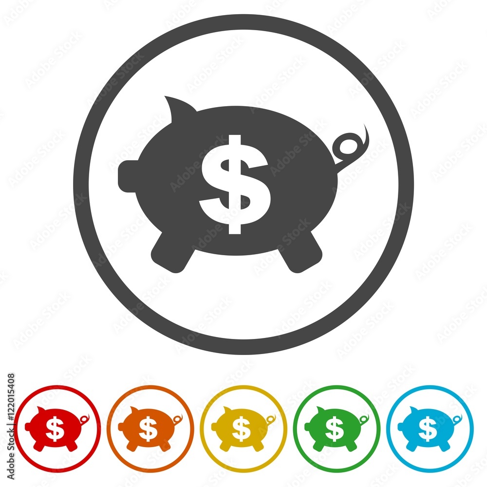 Money box flat circle icon Money box flat circle icon