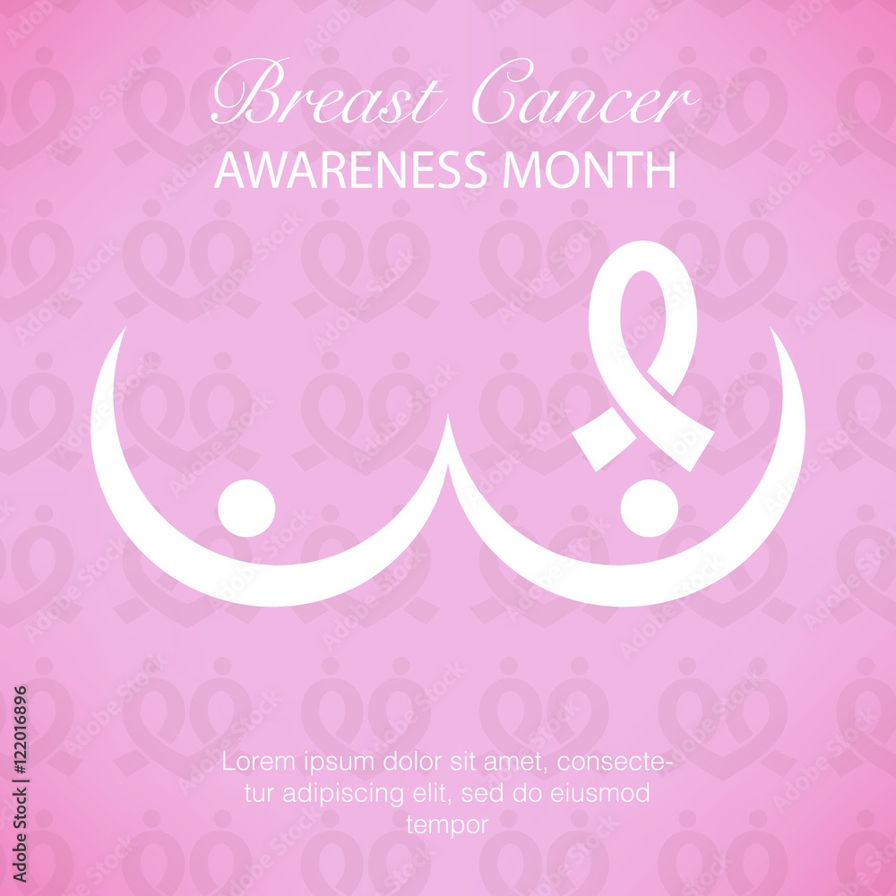 Pink ribbon breast cancer awareness symbol icon vector illustrat