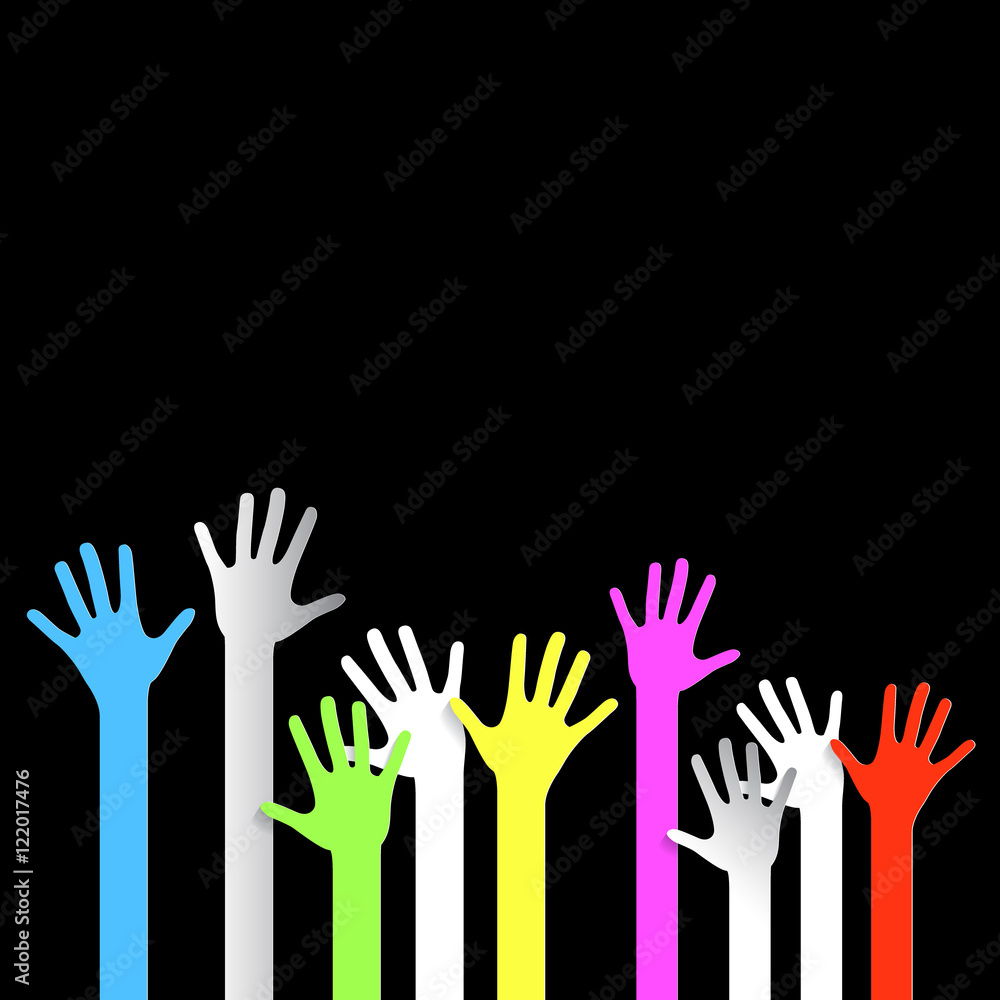 Colorful Hands on Black Background