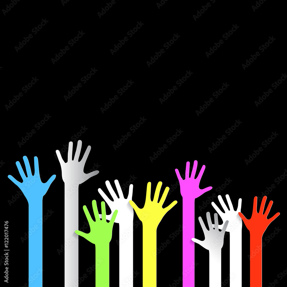 Obraz premium Colorful Hands on Black Background