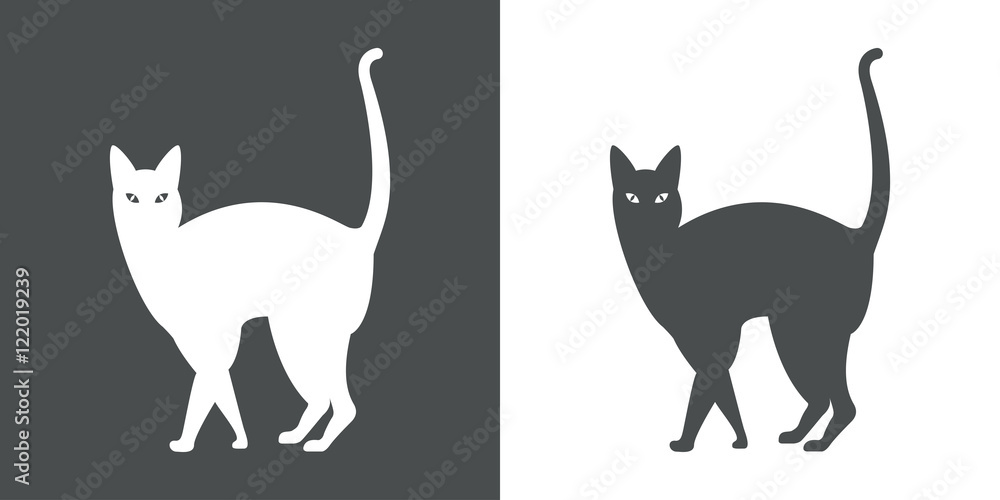 Icono plano gato andando gris