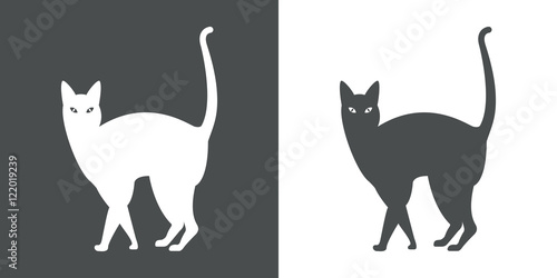 Icono plano gato andando gris