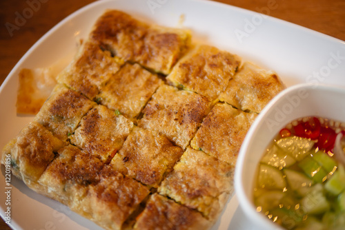 Thailand muslim food Martabak or murtabak, arabian stuffed bread, Indian pancake stuffed