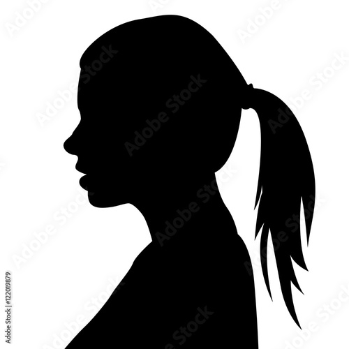 Frau mit Pferdeschwanz Zopf Silhouette