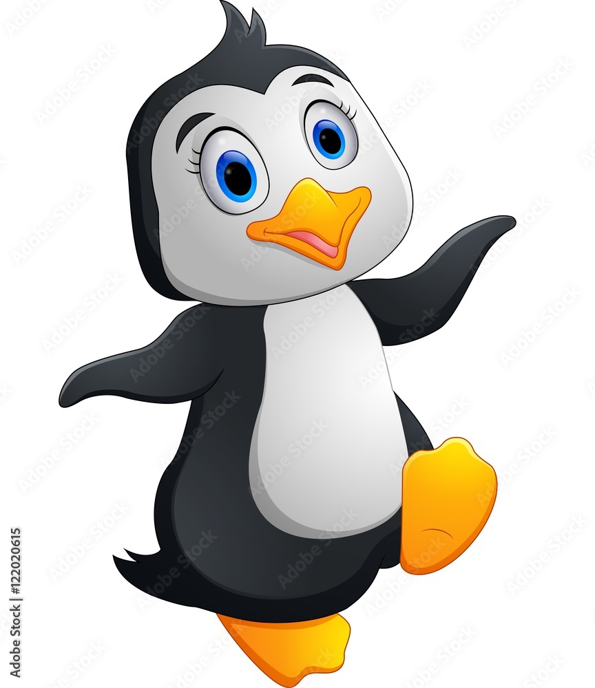 Obraz premium Cute penguin cartoon waving