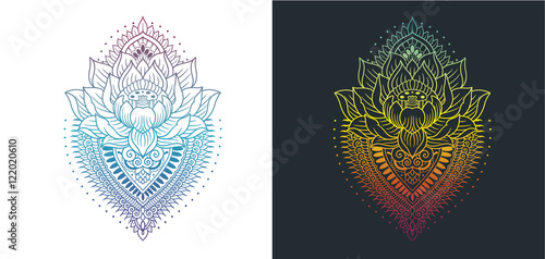lotus with mandala colored outlines photo
