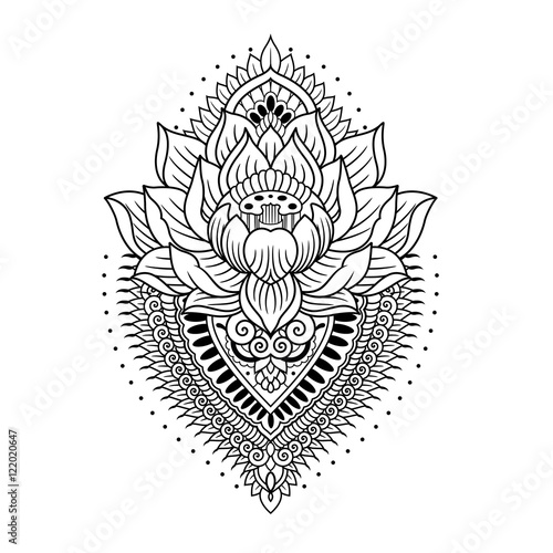 lotus with mandala outlines