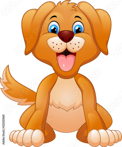 Cartoon cute dog sitting