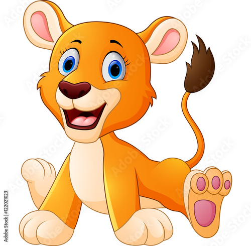 Cute lion sitting cartoon