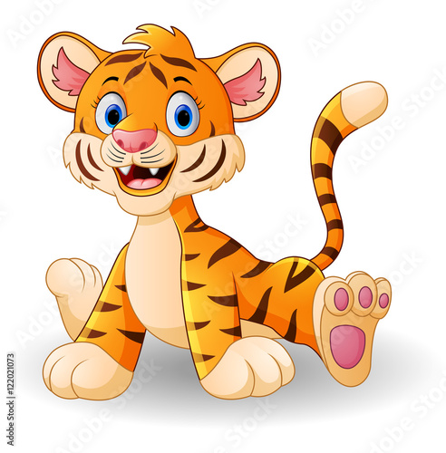 Fototapeta Naklejka Na Ścianę i Meble -  Cute baby tiger cartoon