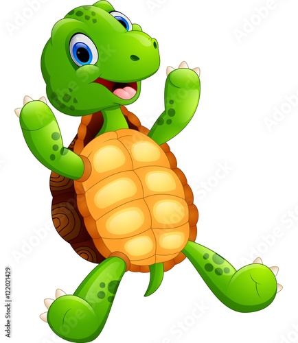 Cute green waving turtle